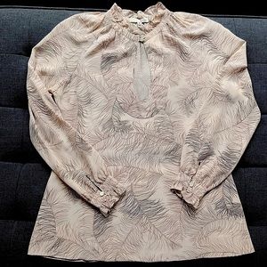 Joie silk feather print long sleeve blouse